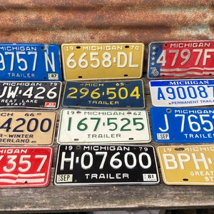 Choice of Michigan License Plate 1987, 1970, 1976, 1979, 1983, 1965, 1966, 1962, 1995, 1981 Vintage License Plate Number Tag Metal M