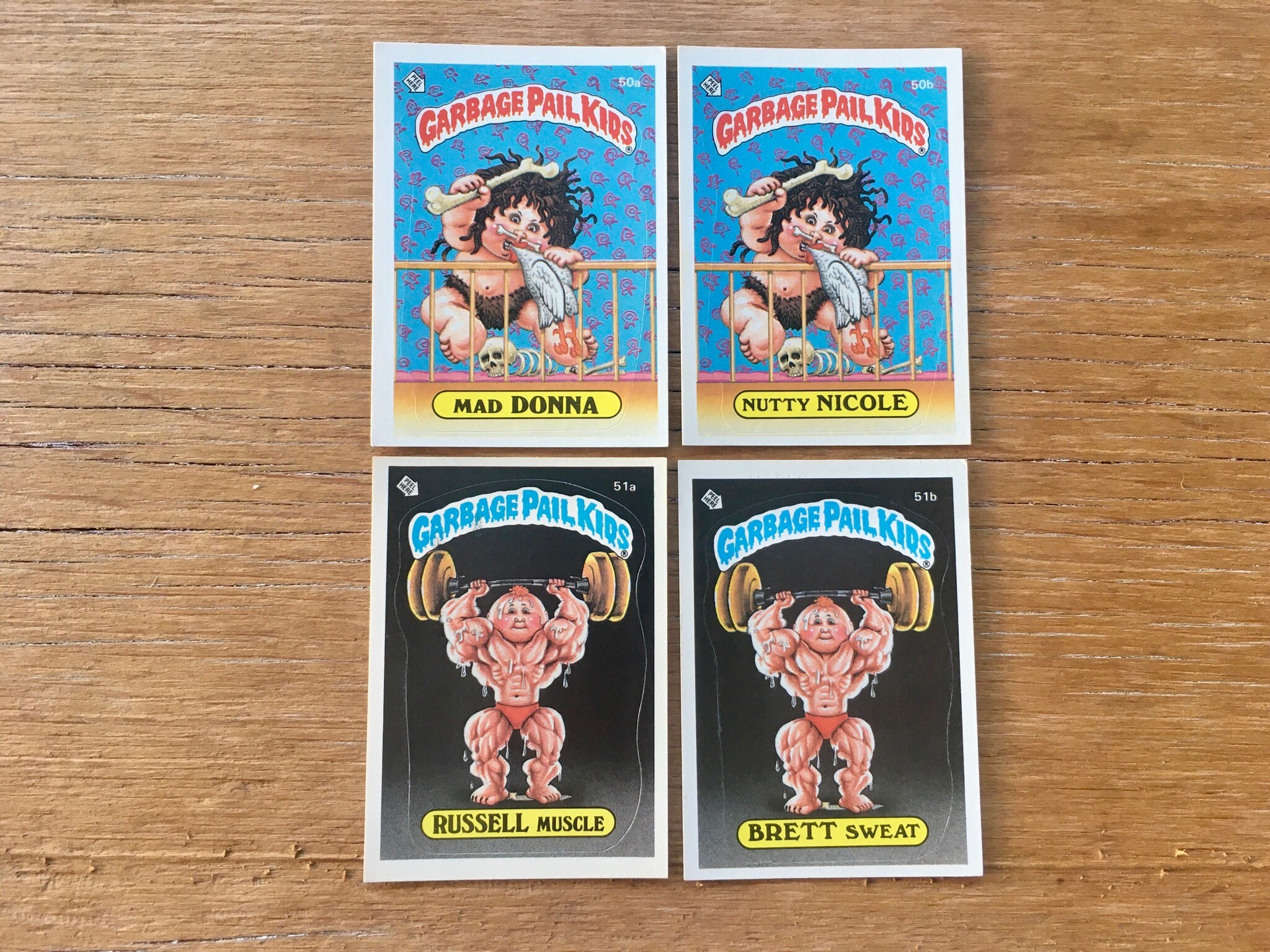 Choice of Garbage Pail Kids Mad Donna, Nutty Nicole, Russell