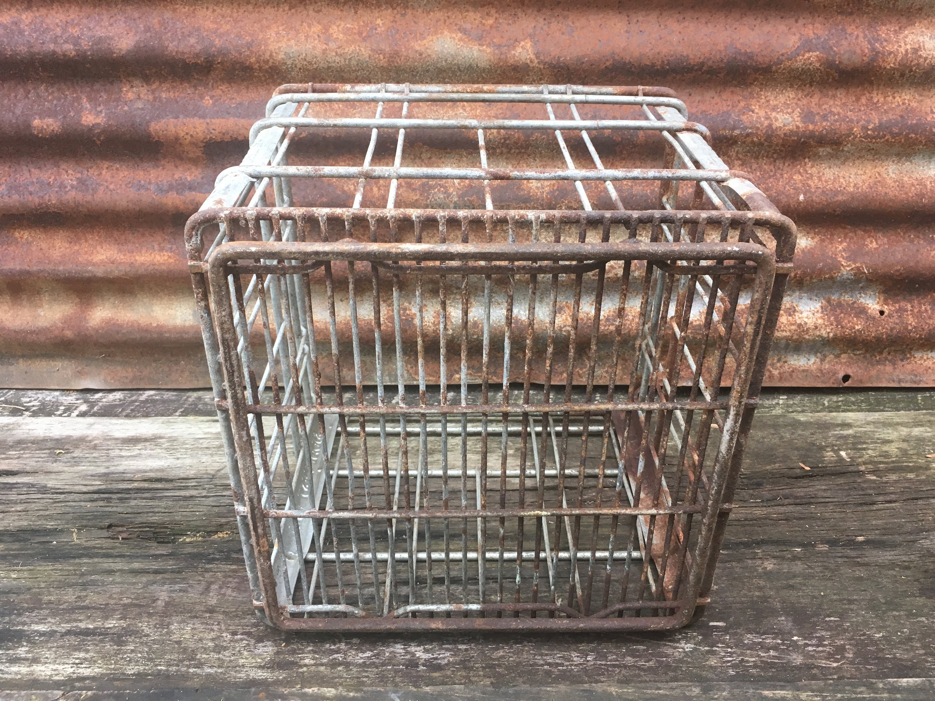 Vintage Wire Metal Basket Milk Bottle Crate Sealtest Dairy Etsy