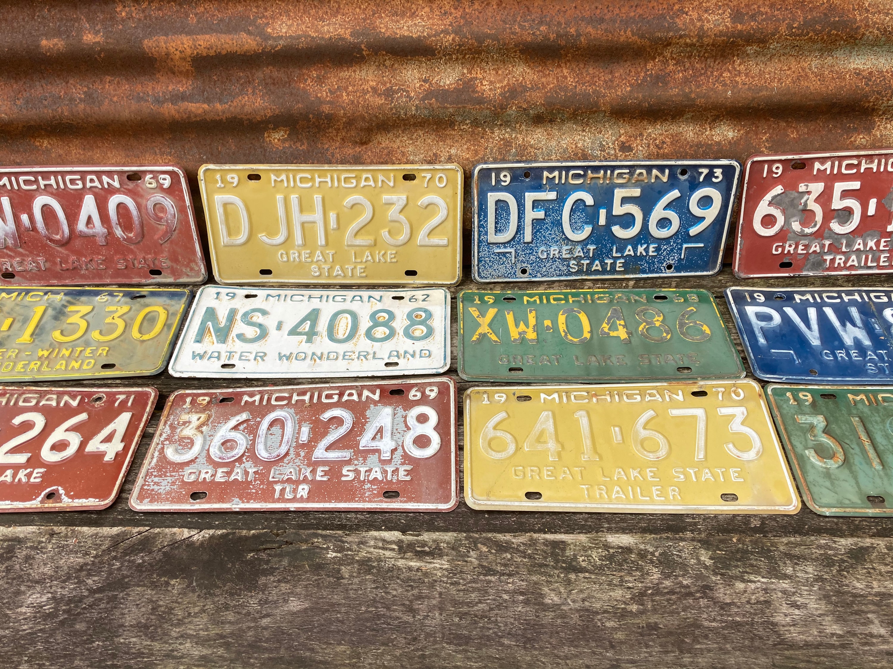 【レア商品 1】アメリカ ナンバープレート ライセンスプレート ミシガン州 MICHIGAN "GERAT LAKE STATE" ヴィンテージ 60s 70s Vintage 1969 Michigan License Plate 🔥 Antique Great Lake State MI