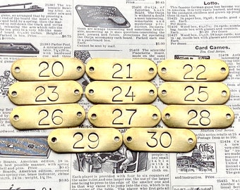 Choice Of Number Tags 20, 21, 22, 23, 24, 25, 26, 27, 28, 29, 30 Tags Brass Locker Tags Drawer Tags Numbered Furniture Tags Restoration Tag