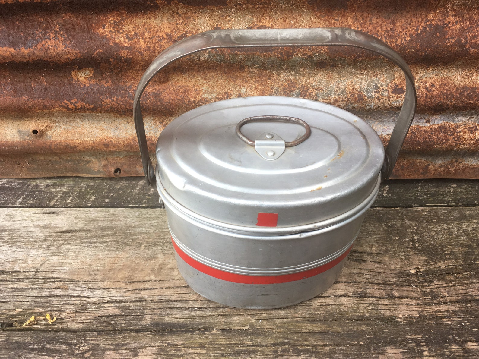 Vintage Metal Lunch Box Distressed Old School Miners Bucket Etsy