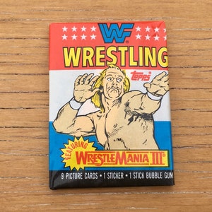 Vintage WWF Cards Wrestling 1 Pack Of Cards Topps 1987 Unopened Pack of Cards 80s Wax Pack Hulk Hogan World Wrestling Federation 1980s