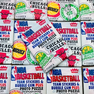 Price per Pack (1) Vintage Basketball Team Sticker Cards Fleer NBA 1981 1982 Pack Of Cards Unopened Pack of Cards 80s Wax Pack 1980s