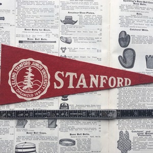 Original Vintage Stanford College Pennant University Small 10 Inch Felt 1960s School Pennant Flag Dorm Collectible Sports Decor