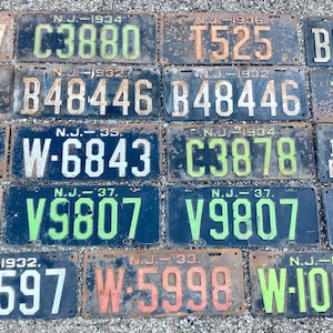 Choice Of (1) New Jersey License Plate 1932, 1934, 1936, 1935, 1937, 1933 1930s Vintage Authentic You Choose 1 Plate Only Old Auto Antique