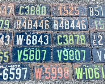 Choice Of (1) New Jersey License Plate 1932, 1934, 1936, 1935, 1937, 1933 1930s Vintage Authentic You Choose 1 Plate Only Old Auto Antique