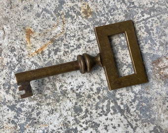 Authentic Antique Key Brass 2 1/2  Inch Metal Barrel Key Vintage Key Skeleton Key Authentic 1800s Era Antique Vintage Key Old Key Jewelry S