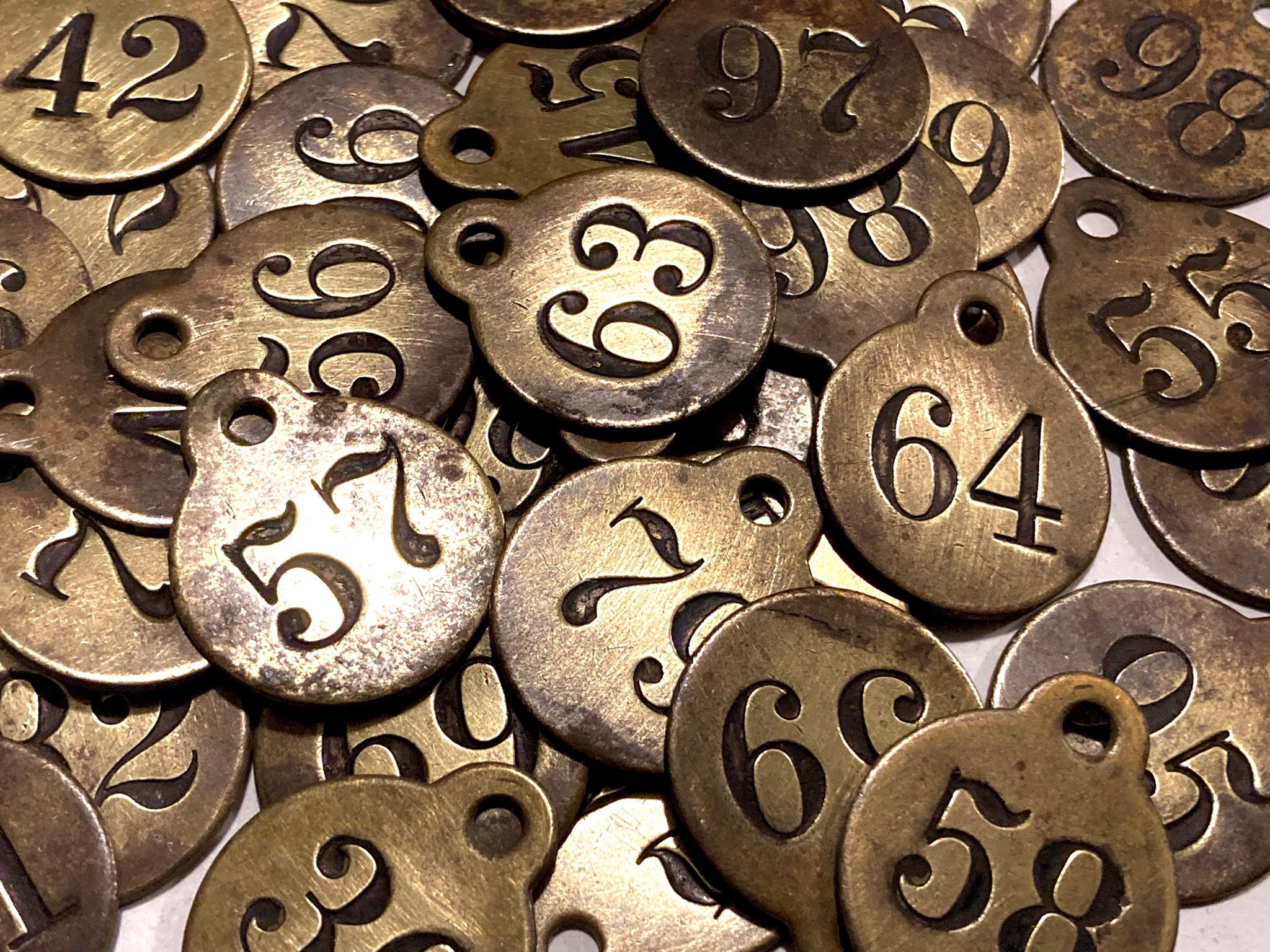 Number Vintage レトロウッドタグ　No.772 Tags Tags Numbered Antique Brass Numbers of Choice その他