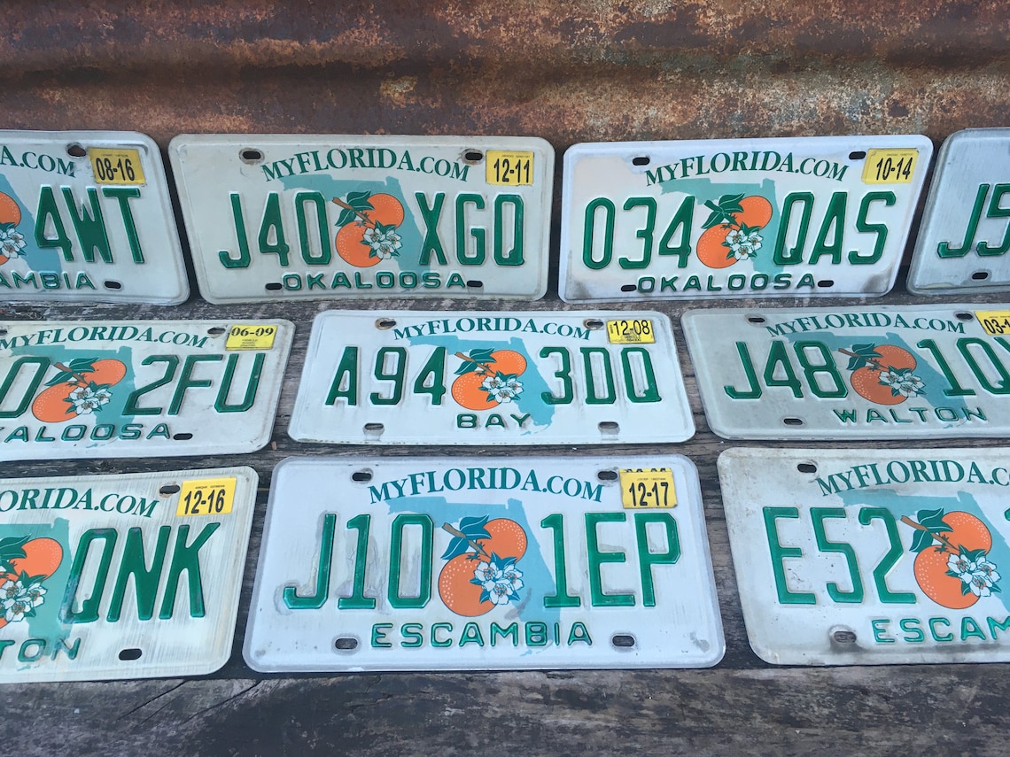 Choice of Florida License Plate Florida Orange Aged Metal Etsy