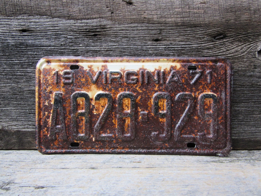 Virginia License Plate Vintage License Plate Rusty VTG 1971 - Etsy