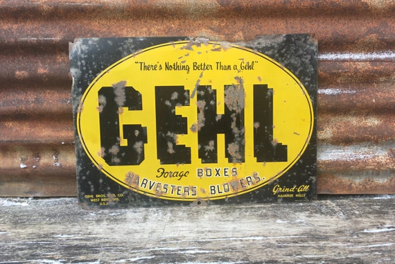 Original Vintage Metal Sign Feed Gehl Forage Boxes Harvester