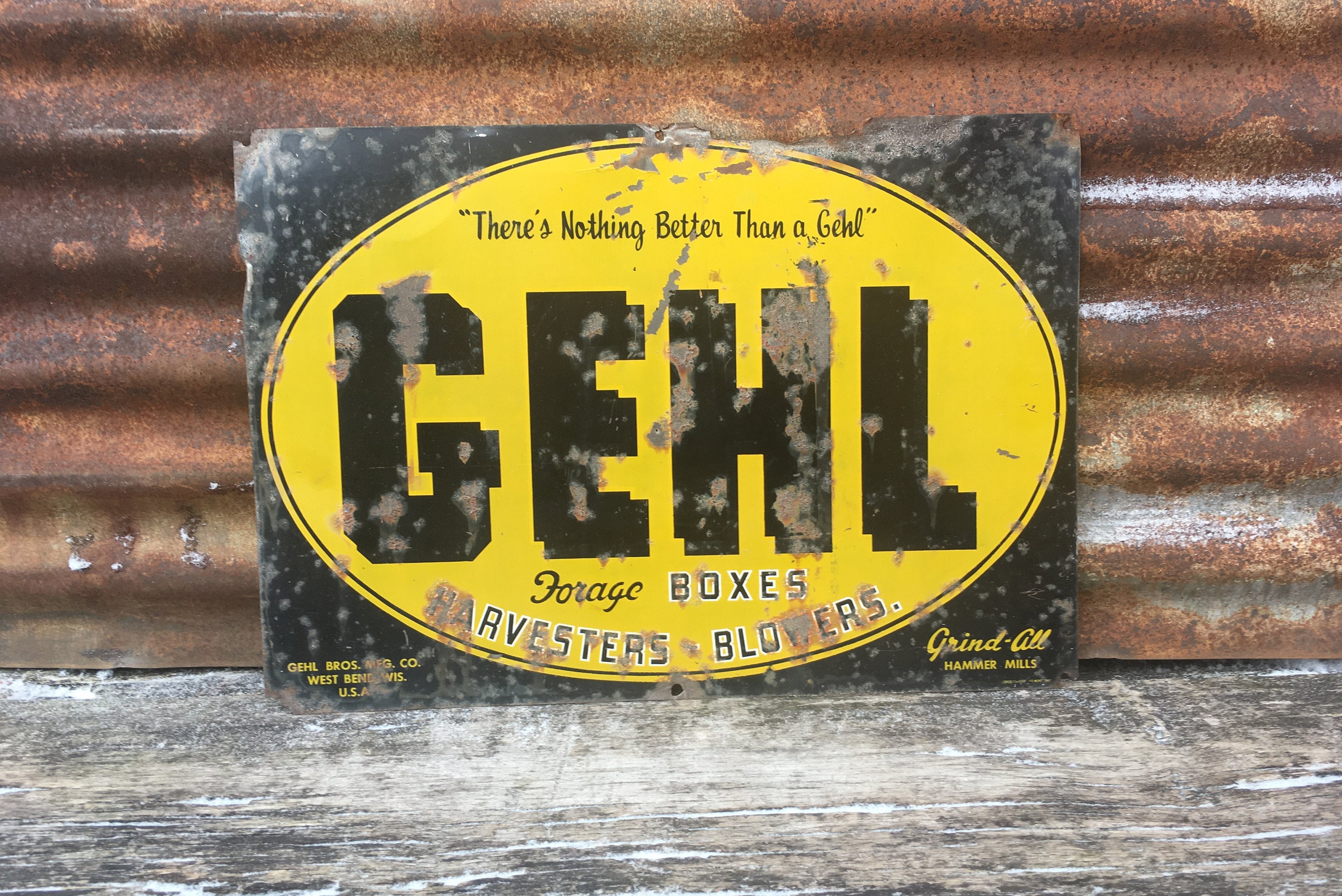 Original Vintage Metal Sign Feed Gehl Forage Boxes Harvester