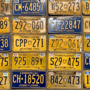Choice Of Pennsylvania License Plate 1970s, 1980s, 1990s, 2000s Era Pa Plate Vintage Authentic Old Auto Tag Antique Car Truck Gas Station a