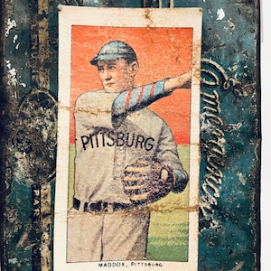 Vintage Baseball Card Nick Maddox Pittsburg T206 Piedmont Tobacco Card Fantasy Reprint NOT Original Hand Aged Distressed Dead Ball Era