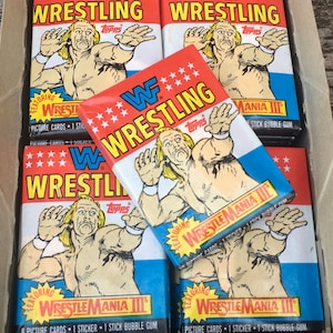 Vintage WWF Cards Wrestling 1 Pack Of Cards Topps 1987 Unopened Pack of Cards 80s Wax Pack Hulk Hogan World Wrestling Federation 1980s