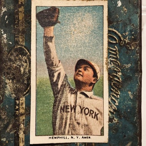 Vintage Baseball Card Charlie Hemphill New York T206 Piedmont Tobacco Card Fantasy Reprint NOT Original Hand Aged Distressed Dead Ball Era