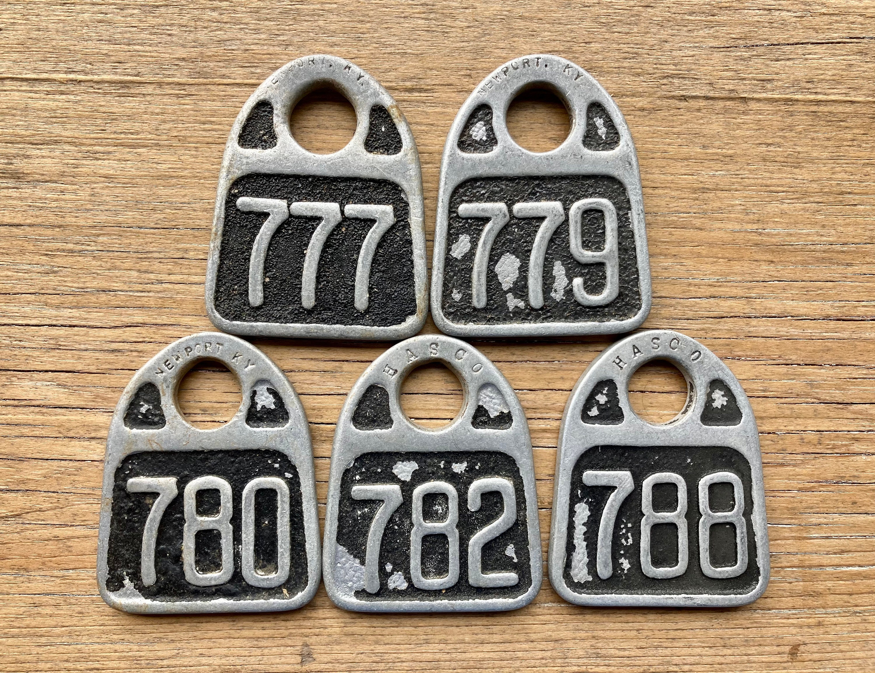 Cattle Tag Number 777, 779, 780, 782, 788 Vintage Tag Antique Cow