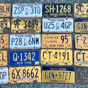 Choice of Antique New York License Plate Vintage License Plate 1950s 1960s 1970s 1990s and More NY Auto Tags