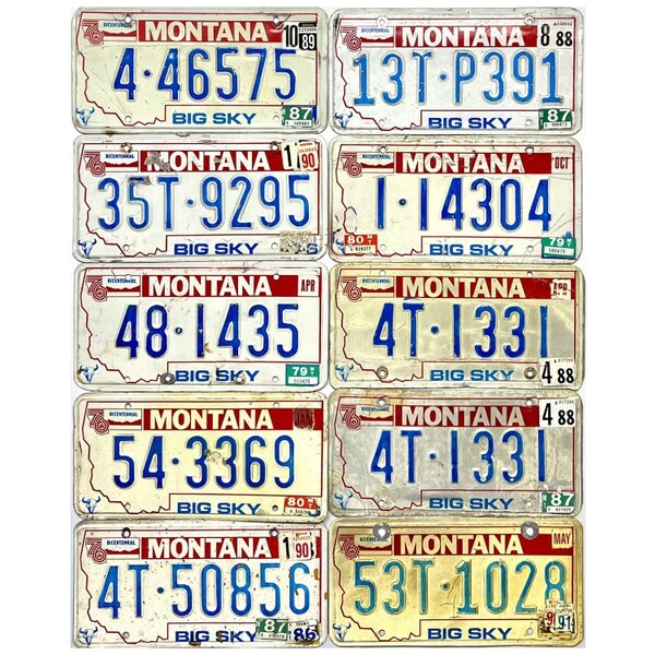 Choice of Montana License Plate Original Old 1980s 1990s Vintage License Plate Number Tag Metal F