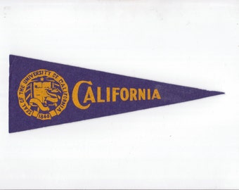 Vintage College Pennant CALIFORNIA University 10 Inch vtg SMALL MINI Felt School Pennant Flag 1940s-1960s Dorm Sports Decor Man Cave