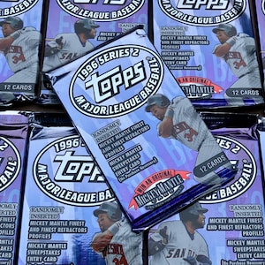 Authentic Vintage Baseball Cards Unopened Topps Series 2 1996 MLB Pack Of Cards Topps UnOpened Cards 90s Wax Pack 1990s Nostalgic Retro