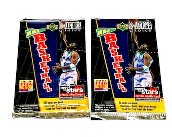 Authentic Vintage Basketball Cards 1996 Upper Deck Collectors Choice Unopened Pack Of Cards NBA 90s Foil Pack 1990s Nostalgic 6 or 12 Packs
