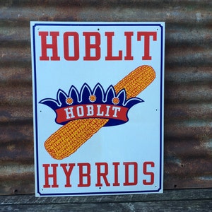 Vintage Hoblit Hybrid Corn Seed Sign Farming Sign Vintage Plastic Farm Distressed Rustic Country Kitchen Decor feed store 18x24
