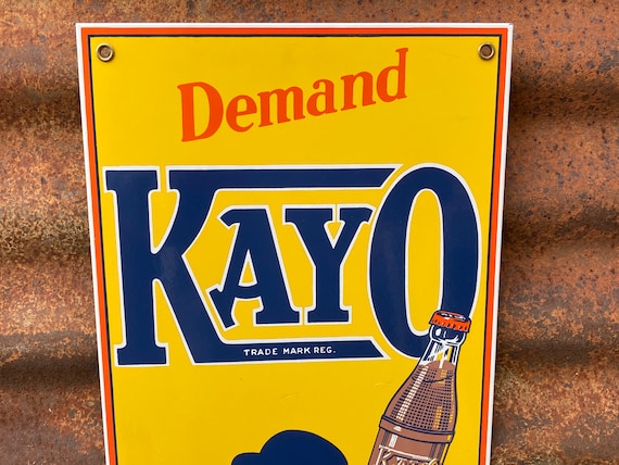 Vintage Kayo Chocolate Milk Porcelain Sign 1990s Era