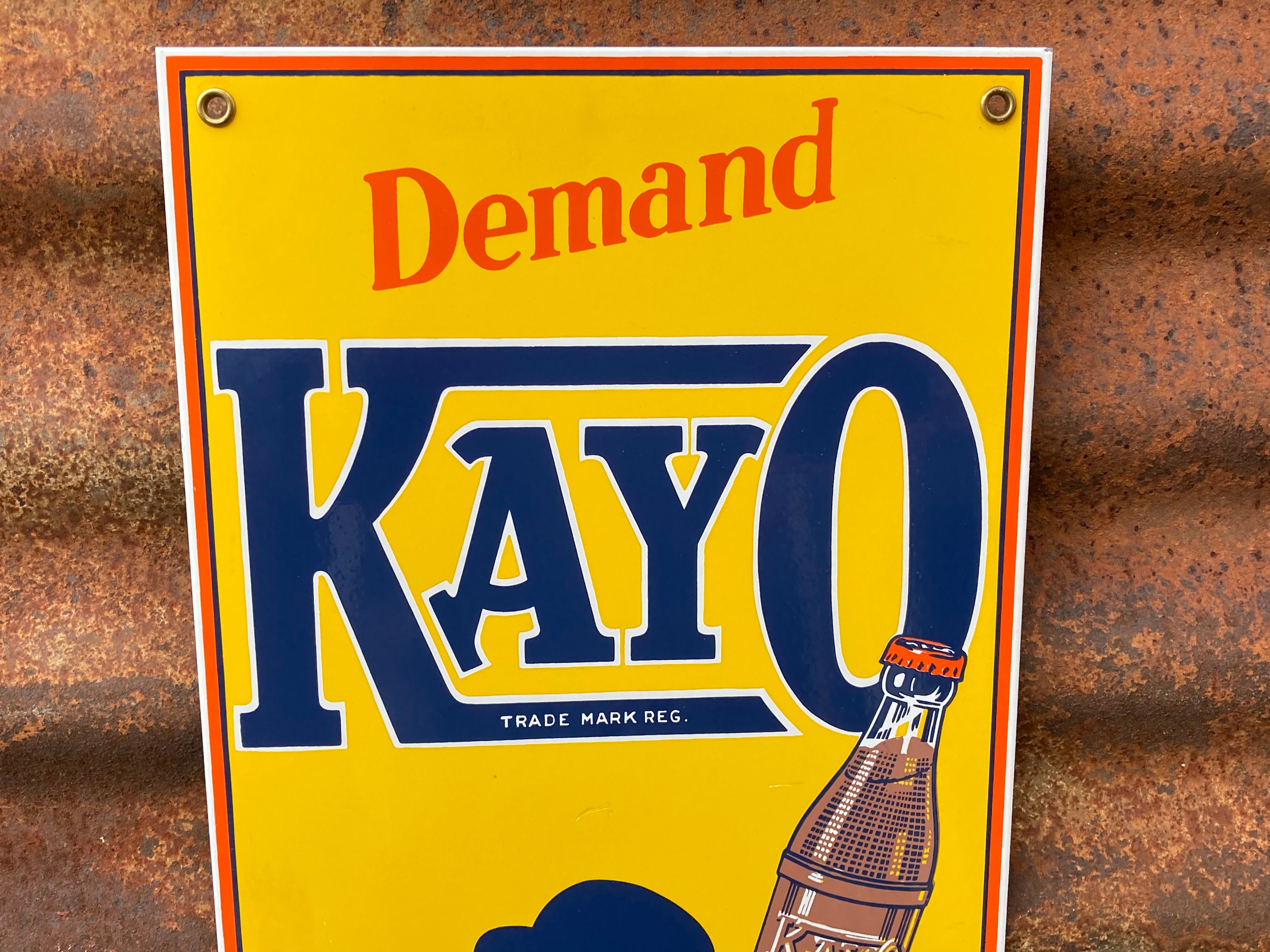 USA 看板　アンティーク KAYOチョコレート Vintage Kayo Chocolate Milk Porcelain Sign 1990s Era