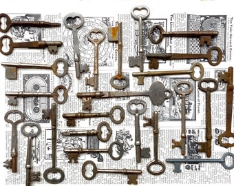 Authentic Skeleton Keys 25 Antique Keys Real Keys Vintage Metal Skeleton  Keys Authentic Old Lock Keys Charm Jewelry Supply Pendant Lot V