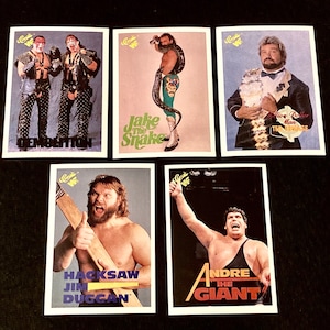 Choice of Wrestling Card Demolition, Jake the Snake, Million Dollar Man, Hacksaw Jim Duggan, Andre Giant 1990 Classic Cards Vintage WWF WWE