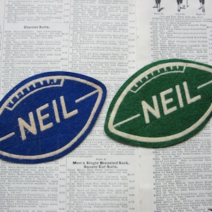 Vintage Name Patch NEIL Football Price per (1) Patch 1950s Era Felt Patch Varsity High School Jacket Coat Patch College Sports 50s Vintage