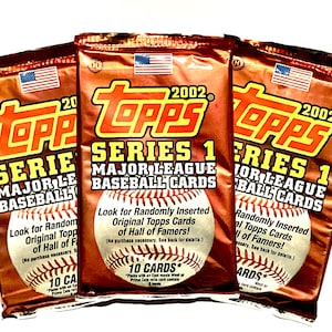 2002 Topps Baseball Cards Unopened Packs of Cards Series 1 MLB Pack Of Cards Topps Major League Baseball Foil Pack Y2K Sports