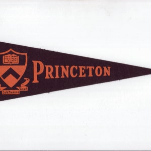 Vintage College Pennant PRINCETON University 9 1/2 Inch Orange Small MINI Felt School Pennant Flag 1940s-1960s Dorm Sports Decor Man Cave