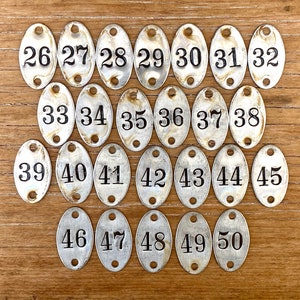 Choice of Tag Number 26, 27, 28, 29, 30, 31, 32, 33, 34, 35, 36, 37, 38, 39, 40, 41, 42, 43, 44, 45, 46, 47, 48, 49, 50 Vintage Locker Tag