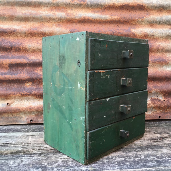 Antique Wood Primitive Cupboard Home Made Heinz Box Vintage Cabinet Rustic Cabinet  Drawers Storage Display Divided Sections Aged Patina