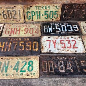 Choice of Texas Vintage License Plate 1970, 1973, 1972, 1966, 1957, 1959, 1974, 1958, 1971, 1956, 1963, 1969, 1960, 1975 Farm Truc