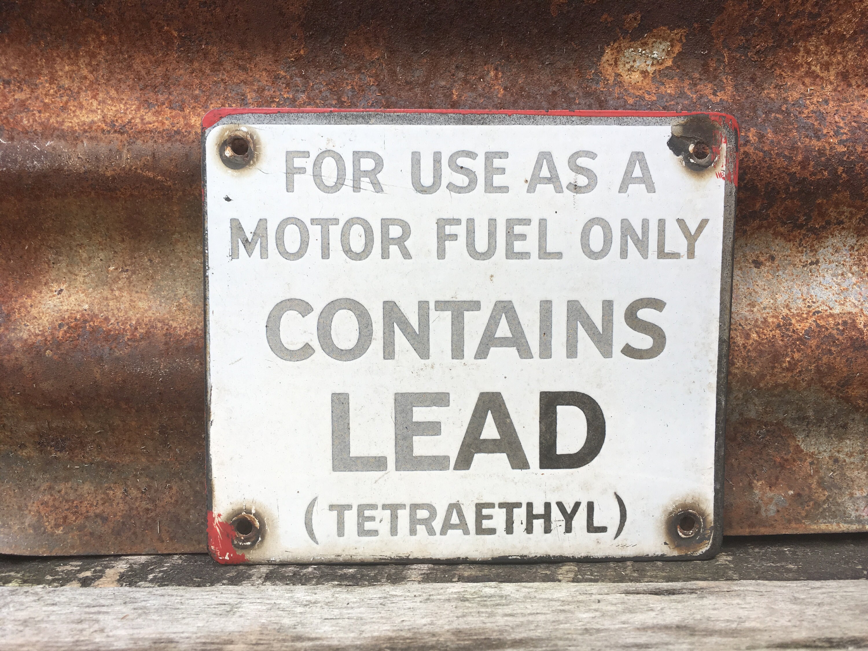 Vintage Authentic Sign Contains Lead Gasoline Porcelain Sign Etsy