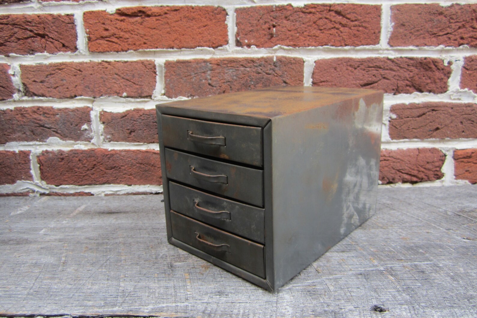 6 Metal Drawer Bins Vintage Industrial Metal Filing Box Small Etsy