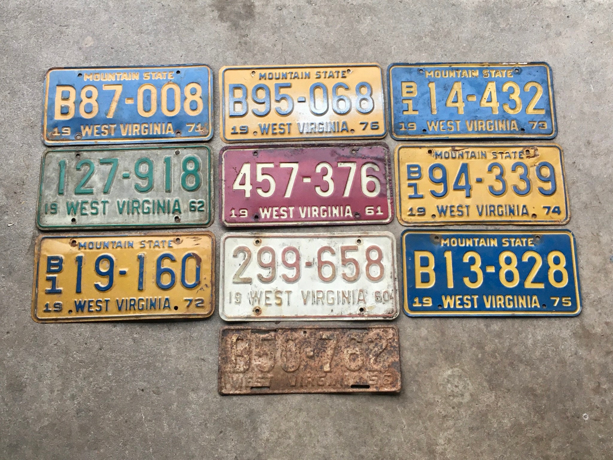 Choice of West Virginia License Plate WV Metal Old License Etsy