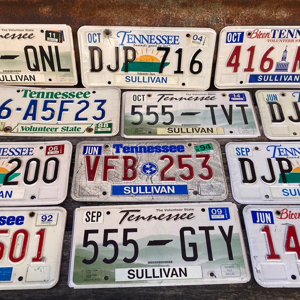 Choice of Tennessee License Plate Vintage License Plate TN License Plate Volunteer State Sullivan County Number Tags Car Auto Truck