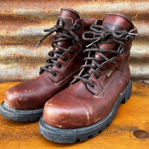 Rocky Work Ranger Gore-Tex Boots Men’s US 7.5 Wide Leather Steel Toe Work Shoes Vintage Boots Y2K Fashion Ready for Use Shoes