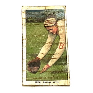 Vintage Baseball Card Fred Beck Boston T206  Piedmont Tobacco Card Reprint NOT Original Cigarette Cards Distressed Dead Ball Era