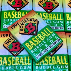 Vintage Pack of Baseball Cards 1991 Bowman Topps MLB Pack Of Cards Topps  Never Opened Cards 90s Wax Pack 1990s Nostalgic Retro