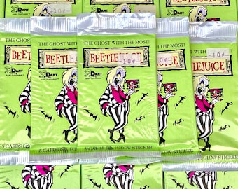 Price per Pack (1) Vintage Beetlejuice Movie Cards Cartoon Vintage Cards 1990 Unopened Pack Cards 90s Pack 1990s Beatle Juice Beetle Juice
