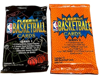 Vintage Basketball Cards NBA Series 1 or Series 2 Fleer Card Pack 1994-1995 NBA Pack Of Cards Unopened Pack of Cards 90s 1990s