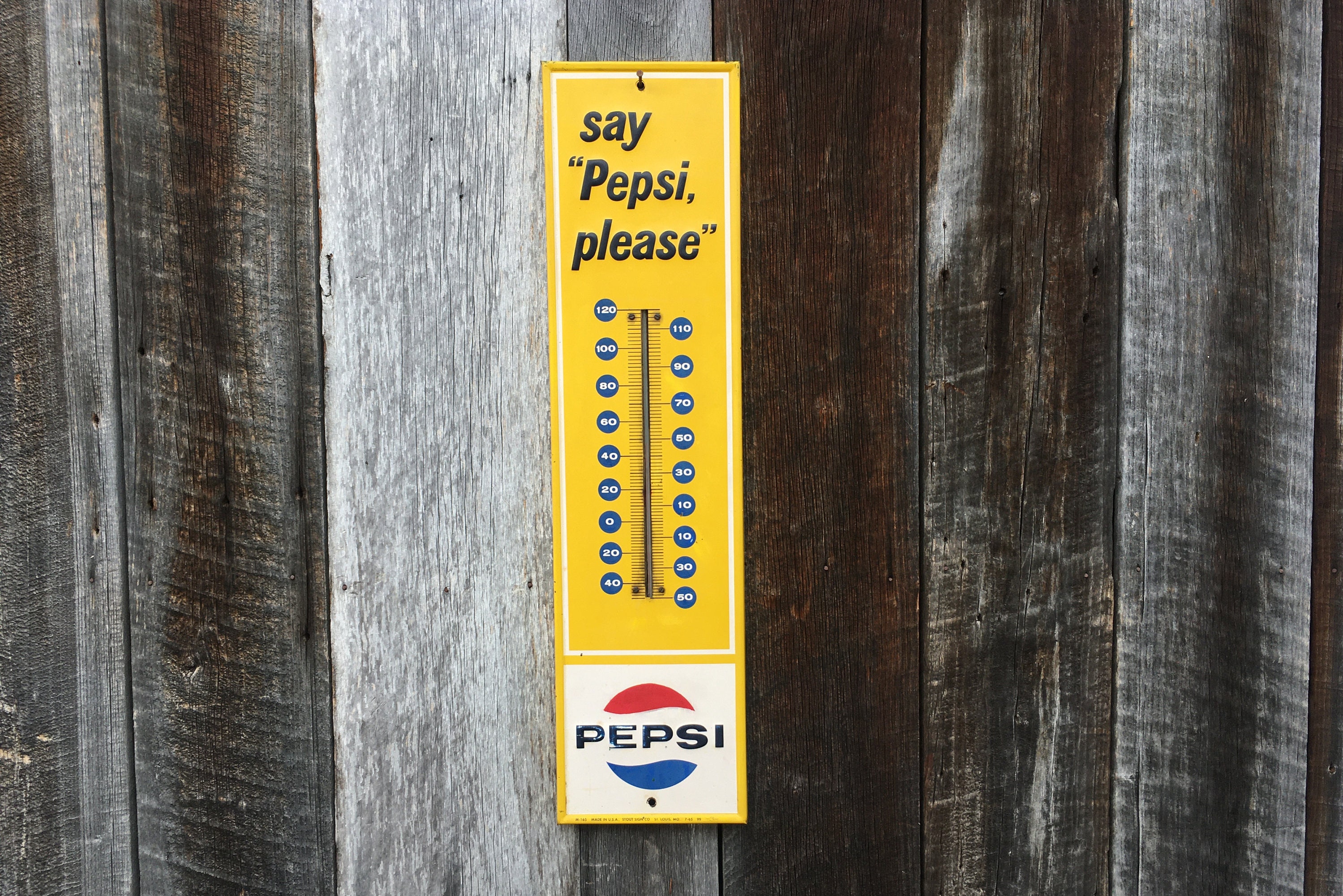 ペプシ温度計 1963 ヴィンテージ say“Pepsi, please”(L) Authentic Pepsi Thermometer Say Pepsi Please Original Stout