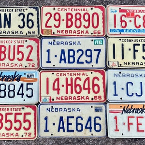 Nebraska Choice of License Plate Vintage License Plate 1969, 1966, 1976, 1972, 1972 Original Vintage License Plates