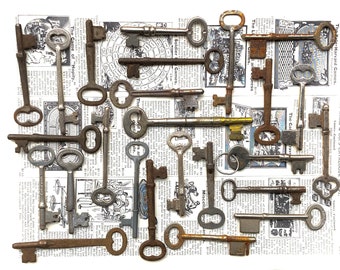 Authentic Skeleton Keys 25 Antique Keys Real Keys Vintage Metal Skeleton  Keys Authentic Old Lock Keys Charm Jewelry Supply Pendant Lot V